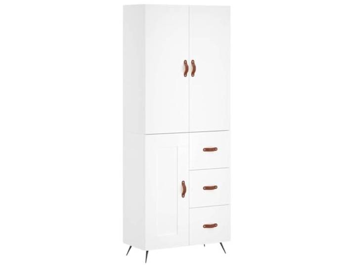 KGFHERENB Highboard Weiß 69,5x34x180 cm Standregal mit Türen Eleganter Mehrzweckschrank mit robusten Metallfüßen für Wohnzimmer und Flur. Bietet geschlossenen Stauraum gegen Unordnung.