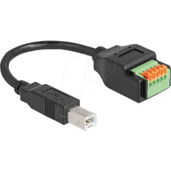 DELOCK 66249 - USB 2.0 Kabel B Stecker/Terminalblock mit Drucktaster 15 cm