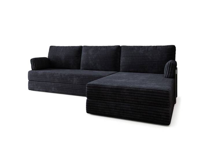 ECKSOFA ANKO modulares Boneless Sofa mit Schlaffunktion Schwarz Kordstoff