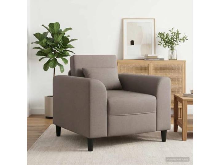 YUTAASU Accent Chair Taupe Fabric 90x88x85 cm Wood Frame, Foam Filled, Curved Armrests, Modern Living Room