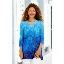 Viskose-Mix-Shirt in Druck blau in Größe 44/46 von DW-Shop, Blau, 44/46