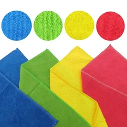 4er Set Mikrofasertücher Reinigungstücher Poliertücher blau rot gelb grün +