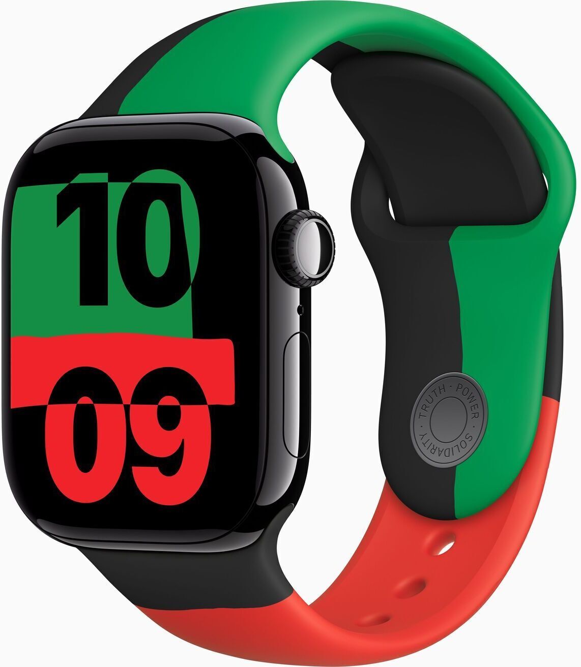Apple Watch Series 10 Aluminium 42 mm (2024)   GPS   Diamantschwarz   Sportarmband S/M   Black Unity - Refurbished