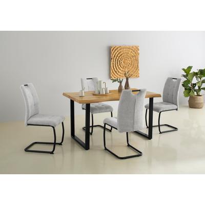 Esstisch HELA "GISELLE Baumkantentisch, Küchentisch", beige (natur, schwarz, wildeiche), B:140cm H:76cm T:90cm, Tische, Esstisch, Kufengestell Metall, Industrial Design, 140 - 200 cm Breite, 2 Farben