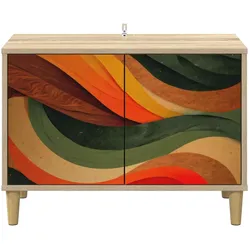 vidaXL, TV Möbel, Famelin (Retro-Wellenmuster) (33 x 69 x 50 cm)