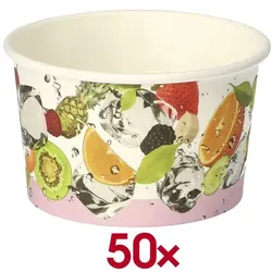 Papstar Einweg-Eisbecher 0.15 L »Früchte« weiß, 8.5x5.2x8.5 cm
