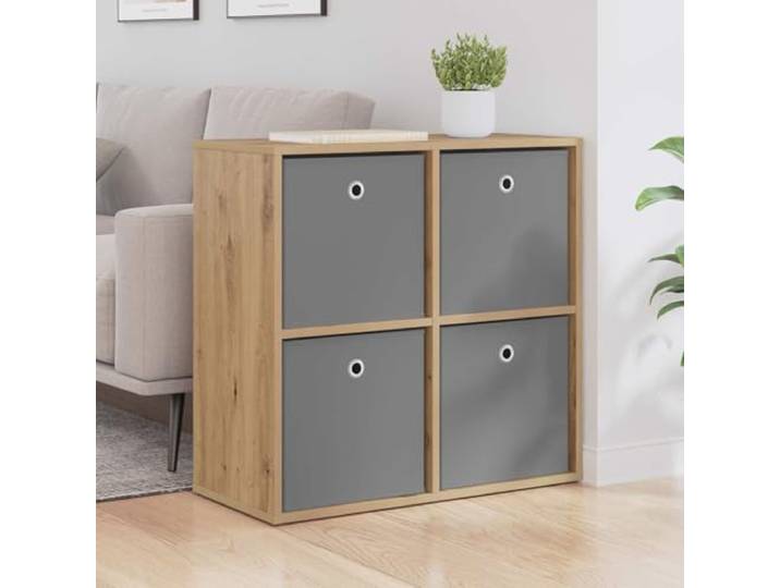 RJPLMFV Anrichte Eiche 68,5 x 32 x 67 cm Langlebiges Holzwerkstoff, geräumige Regale, integrierte Griffe, minimalistischer Stil, für Wohnzimmer