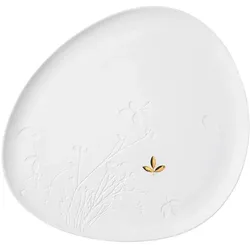 Räder 14133 ZUHAUSE - Teller - Porzellanteller - Blatt - weiss/Gold - Porzellan - 34x30x1,5cm, Teller, Gold