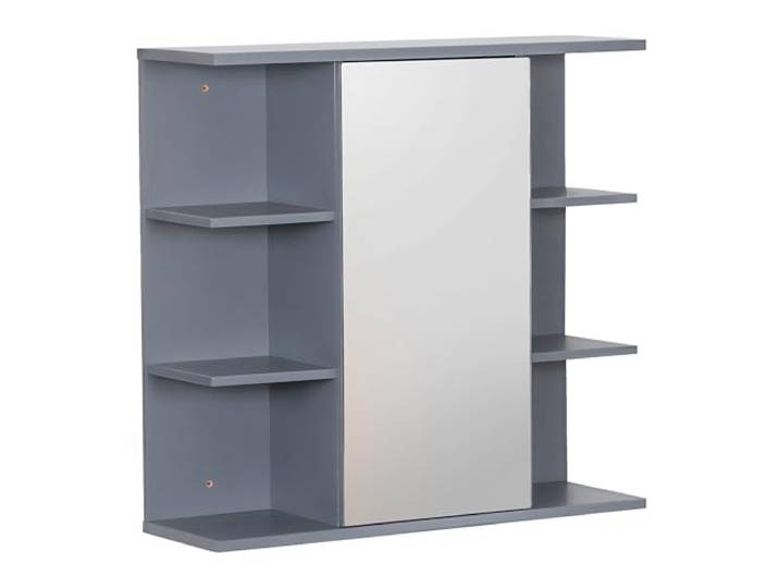 Relaxdays Spiegelschrank, 6 Ablagen, 2 Innenfächer, HxBxT: 64 x 62 x 21 cm, Wandmontage, Bad Hängeschrank, Farbwahl