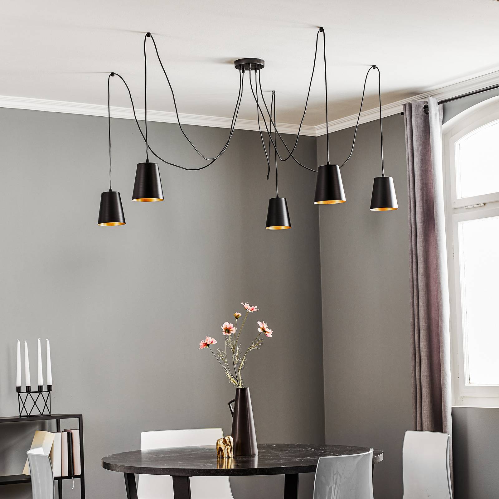 Hängelampe Link 5 EMIBIG LIGHTING, dimmbar, schwarz, für Wohn- / Esszimmer, Metall, Modern, Pendelleuchte