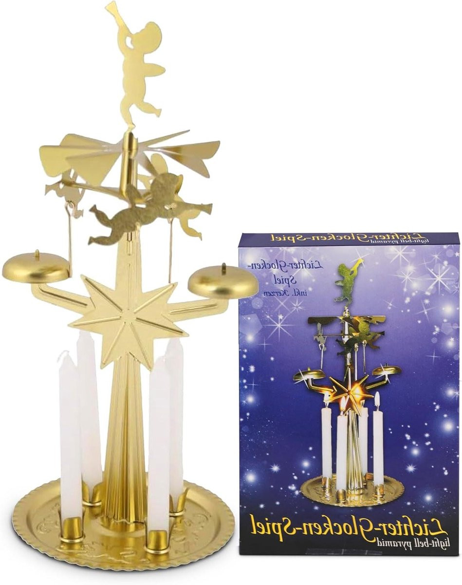 Decoratieve kaarsenstandaard van metaal in vintage design, Goud, Hoogte: 25 cm
