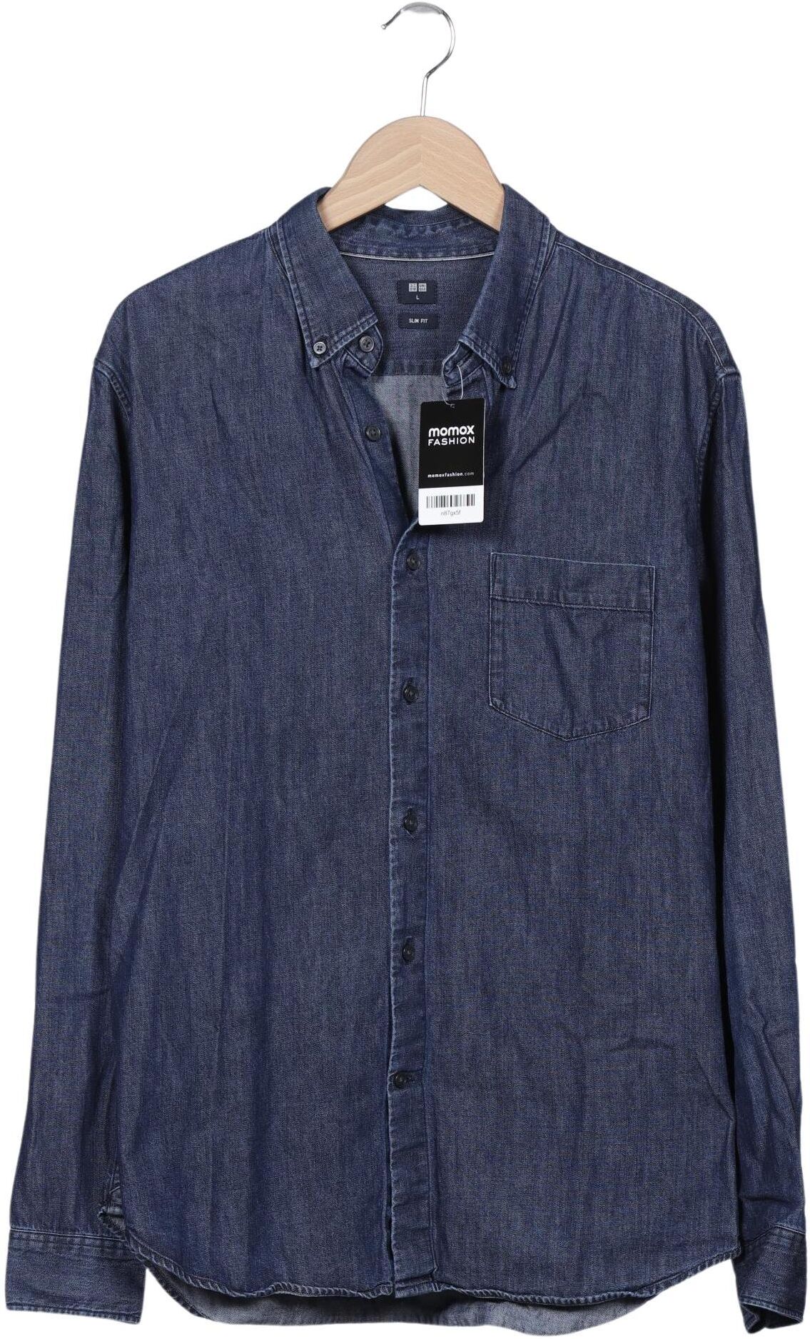 uniqlo Herren Hemd, Blau, Gr. L, Baumwolle - Second Hand
