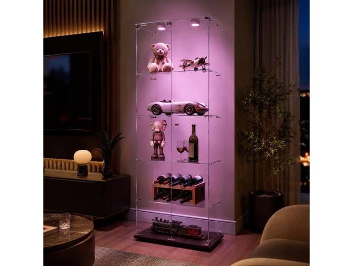 vitrine en verre led 2 Porte 5 étagères armoire vitrine chambre armoire salle a manger vitrine meuble vitrine verre noir-1