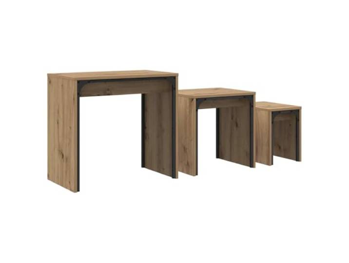 KMVXCVNM Couchtisch 3er Set Beistelltisch Satz Artisan-Eiche Kompakte Satztische für Wohnzimmer und Schlafzimmer, platzsparend ineinander schiebbar für flexible Ablagen im Alltag.