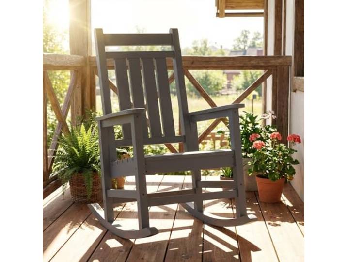 GARVEETECH Wetterfester HDPE Schaukelstuhl, Übergroßer Kunststoff Schaukelstuhl Mit Hohem Rücken, Für Veranda, Terrasse Und Garten, Allwetter-Schaukelstuhl Für Draußen, Ergonomisch,UV-Beständig, Grau