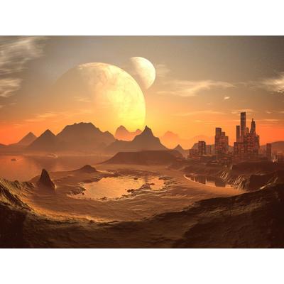 Fototapete PAPERMOON "PLANETEN-FUTURISTISCH WELTRAUM MOON GALAXIE UNIVERSUM", bunt, B:3m L:2,23m, Vlies, Tapeten