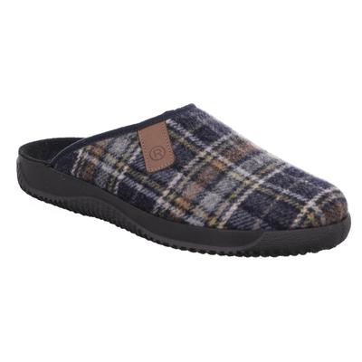Pantoffel ROHDE "SOLTAU-H", Herren, Gr. 46, Textil, blau (blau kariert), kariert, Schuhe, Hausschuh, Homeslipper, Clog, Pantoffel zum Schlupfen, Topseller