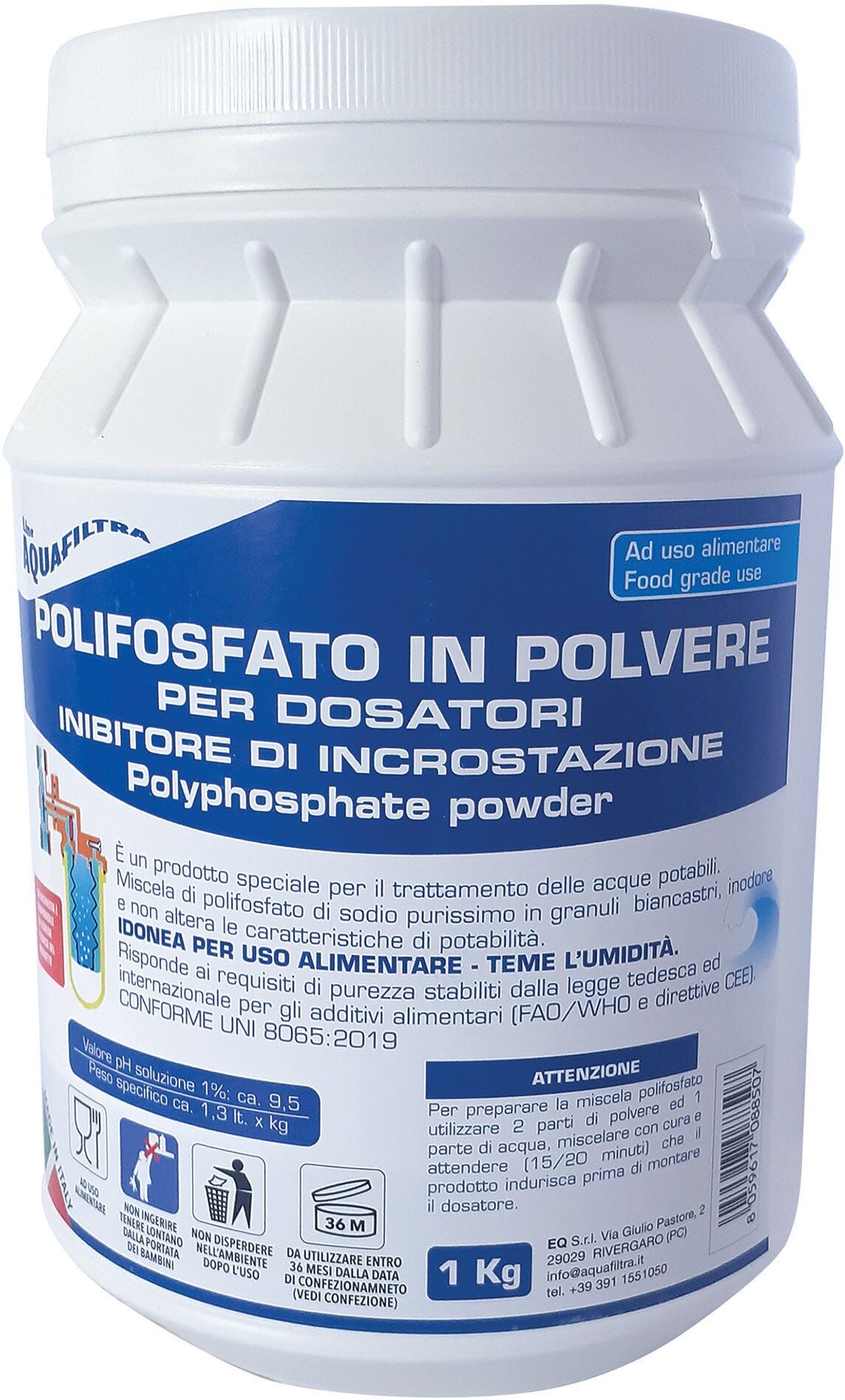 Acquafiltra RICARICA POLIFOSFATO 1 kg USO ACQUA POTABILE