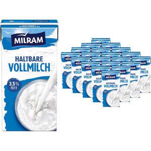 Milram Milch H-Vollmilch, Fettgehalt 3,5%, ultrahocherhitzt & homogenisert, 20x 0,5 Liter