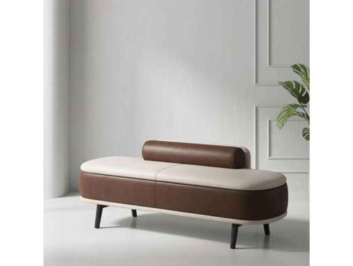 Gepolsterte Bettbank mit Stauraum, Sitzbank für Schlafzimmer & Flur Gepolsterte Oberfläche, Versteckter Stauraum, Massivholzrahmen, Metallbeine, Vielseitig(Brown,60*37*45cm)