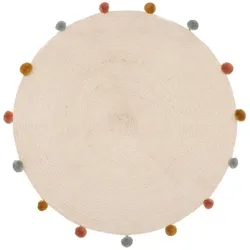 Atmosphera, Kinderteppich, Harlekin-Teppichbommeln d90, beige (90 cm)