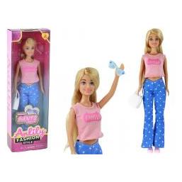 Lean Toys Leantoys Lalka Dla Dzieci Anlily D?ugie Blond W?osy Torebka Okulary Ró?owa Bluzka (49673765)