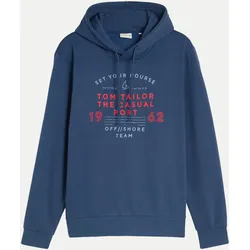 Hoodie mit Logo-Print Blau S