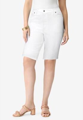 Plus Size Women's Plus Size 24/7 Bermuda Short by Denim 24/7 by Roamans in White Denim (Size 24 W)