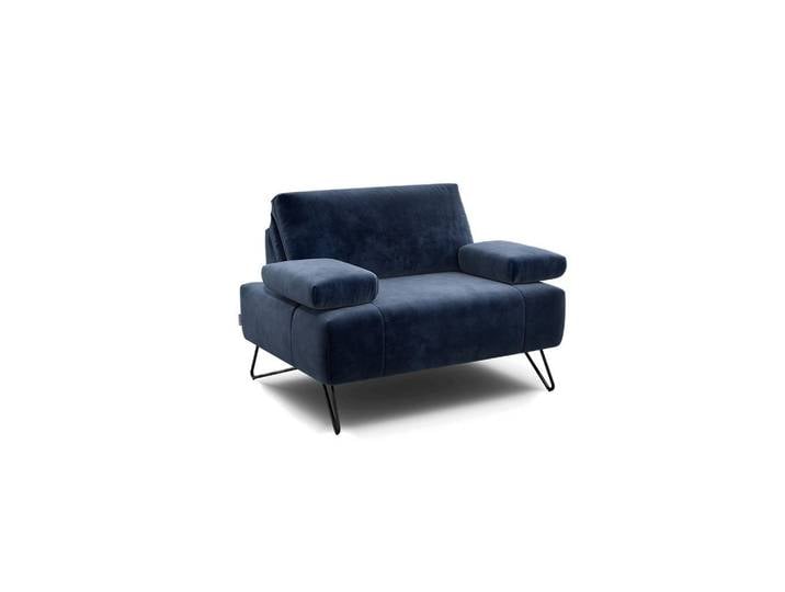 Sensoo Sessel Cosy, Dunkelblau, Metall, 114-142x85x86-94 cm, Stoffauswahl, Wohnzimmer, Sessel, Sonstige Sessel