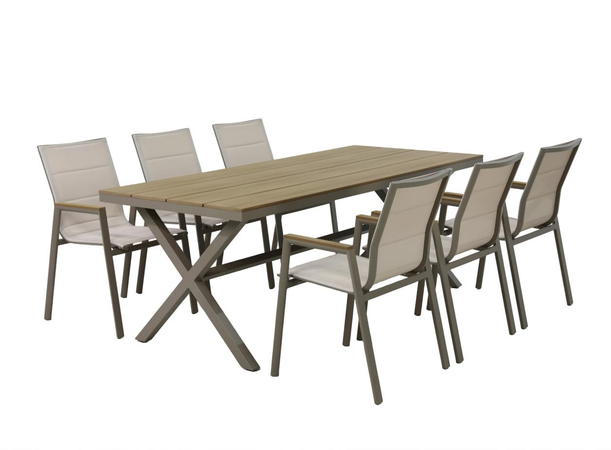 Primaster Garten-Essgruppe Milos 6 Personen Aluminium taupe/creme
