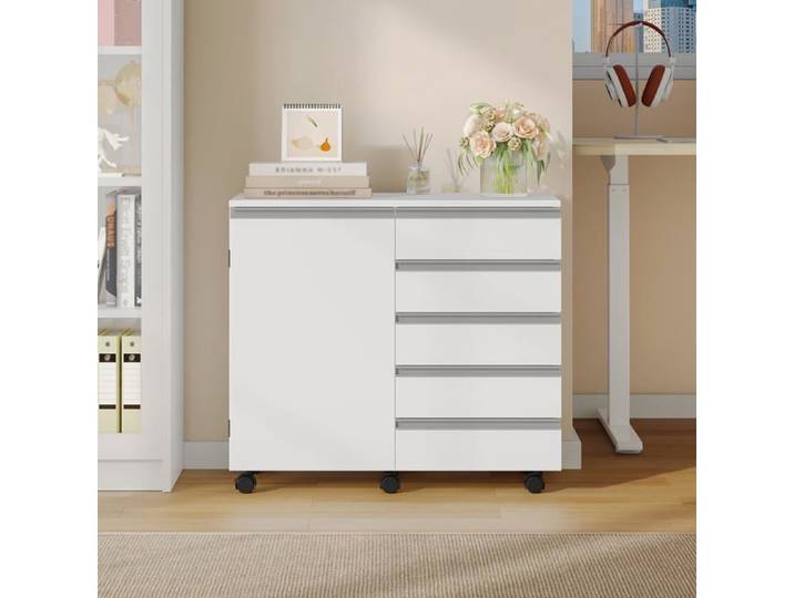 Caisson 40x80x70cm 5 tiroirs Pte Blanc BUREAU