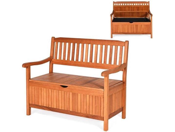COSTWAY Banc de Jardin 2 Places 107 x 59 x 90 CM en Bois d'Eucalyptus avec Compartiment de Rangement pour Jardin Terrasse Balcon