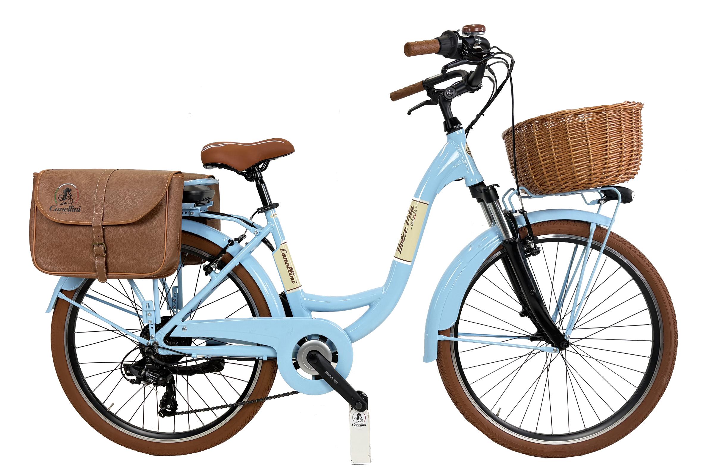 E-bike Venere Dolce Vita 26" mit Korb und Taschen - Hellblau