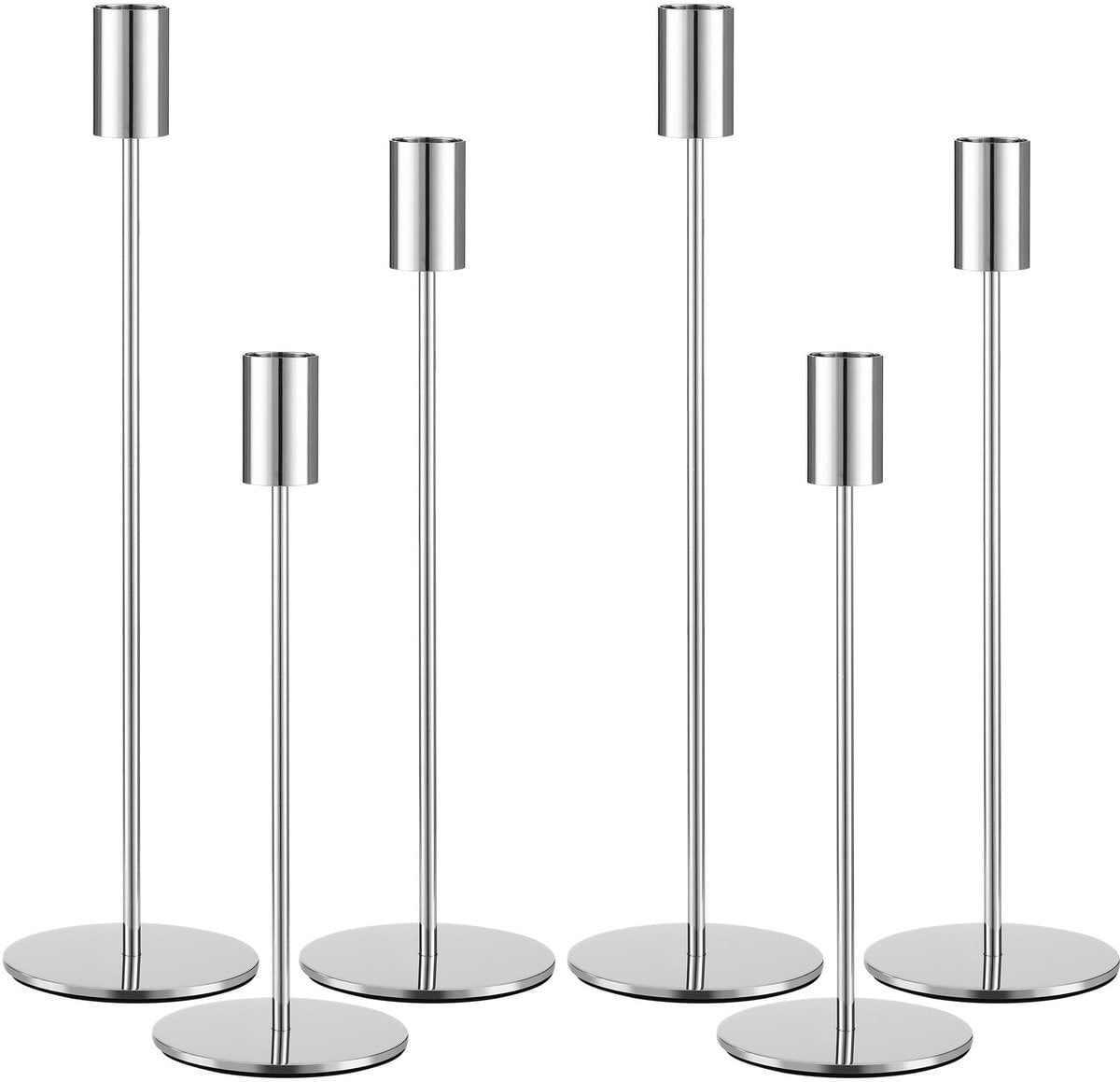 Omgoods Set van 6 Elegante Kaarsenhouders van Metaal voor Taperkaarsen