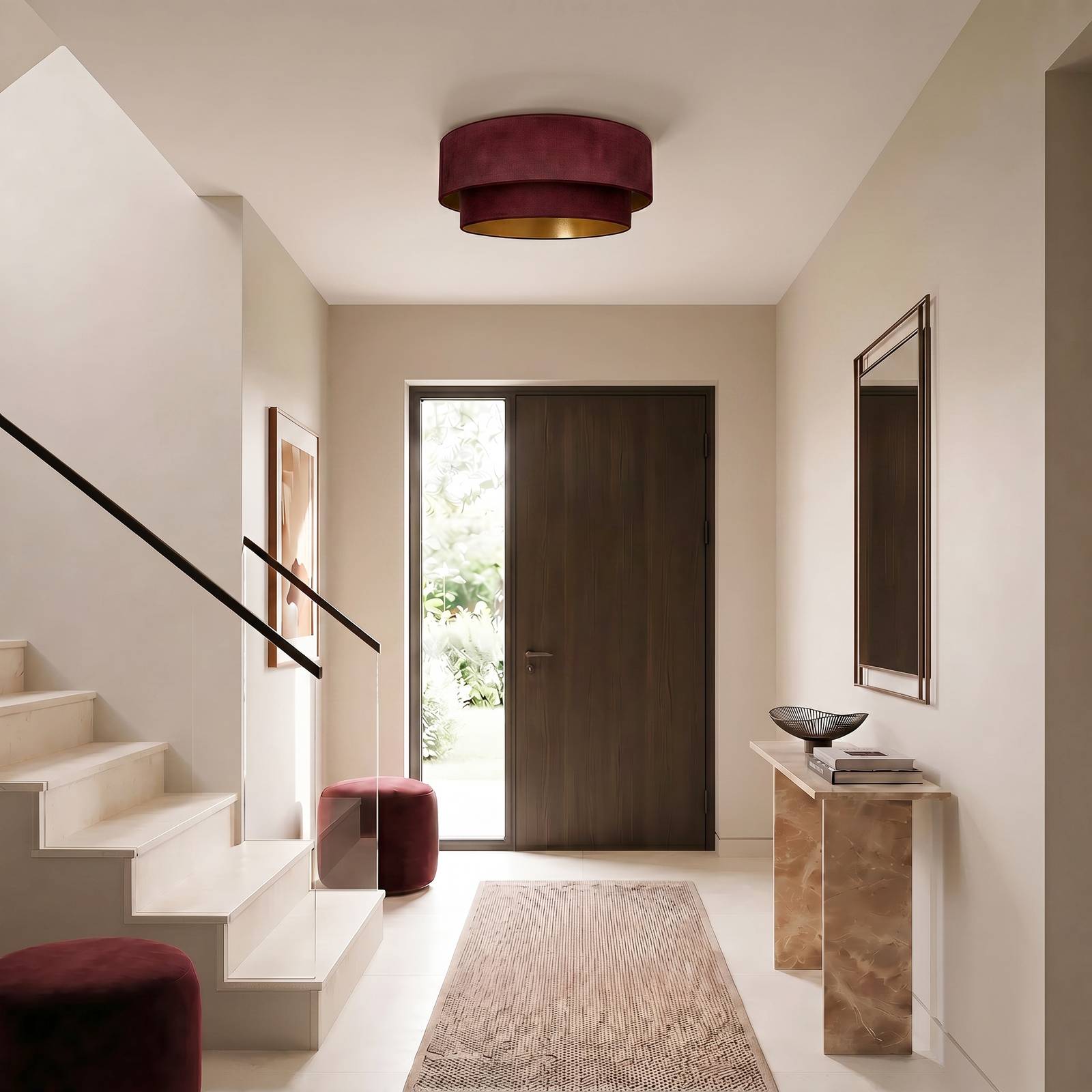 Deckenlampe Boho Duolla, rot, für Flurbereich, Textil / Stoff / Seide, Junges Wohnen, Deckenlampe
