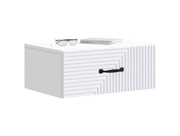 KTHLBRH Wand-Nachtschrank, 2 Stück, weiß, 49 x 34,5 x 20 cm Technisches Holz, 2 Schubladen, großer Raum, Wandmontage, Schlafzimmer