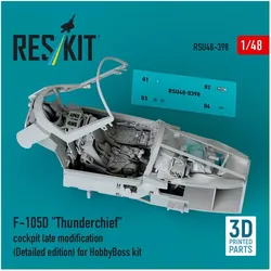 ResKit F-105D Thunderchief cockpit late modification (Detailed edition) for HobbyBoss kit (3D Printed)