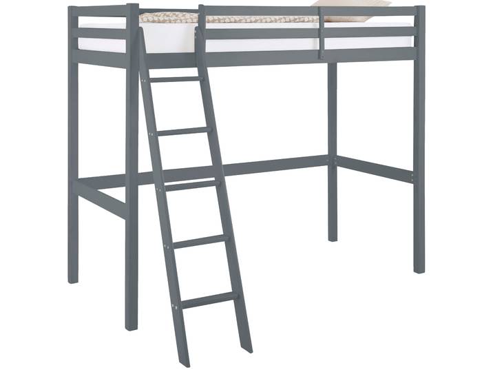 Kinderbett GOODPRODUCT Alpi, Leiter links oder rechts montierbar, Hochbett , grau, B:98cm H:175cm L:208cm, Betten, Kinderbett, Kiefernholz, Inklusive Leiter und Lattenrost, Liegefläche 90x200 cm