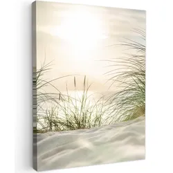 LEINWANDBILD Dünen mit Strandhafer in der Sonne des Nationalparks Schleswig-Holsteinisches Wattenmeer Wandbild Wohnzimmer 60x80 cm