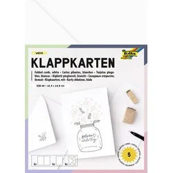 folia Klappkarten, 5 Karten, weiß
