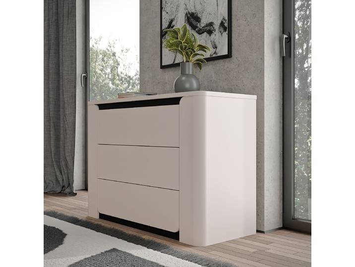 Kommode Breite 111 cm 111 x 78 x 45cm Schwarz/Beige