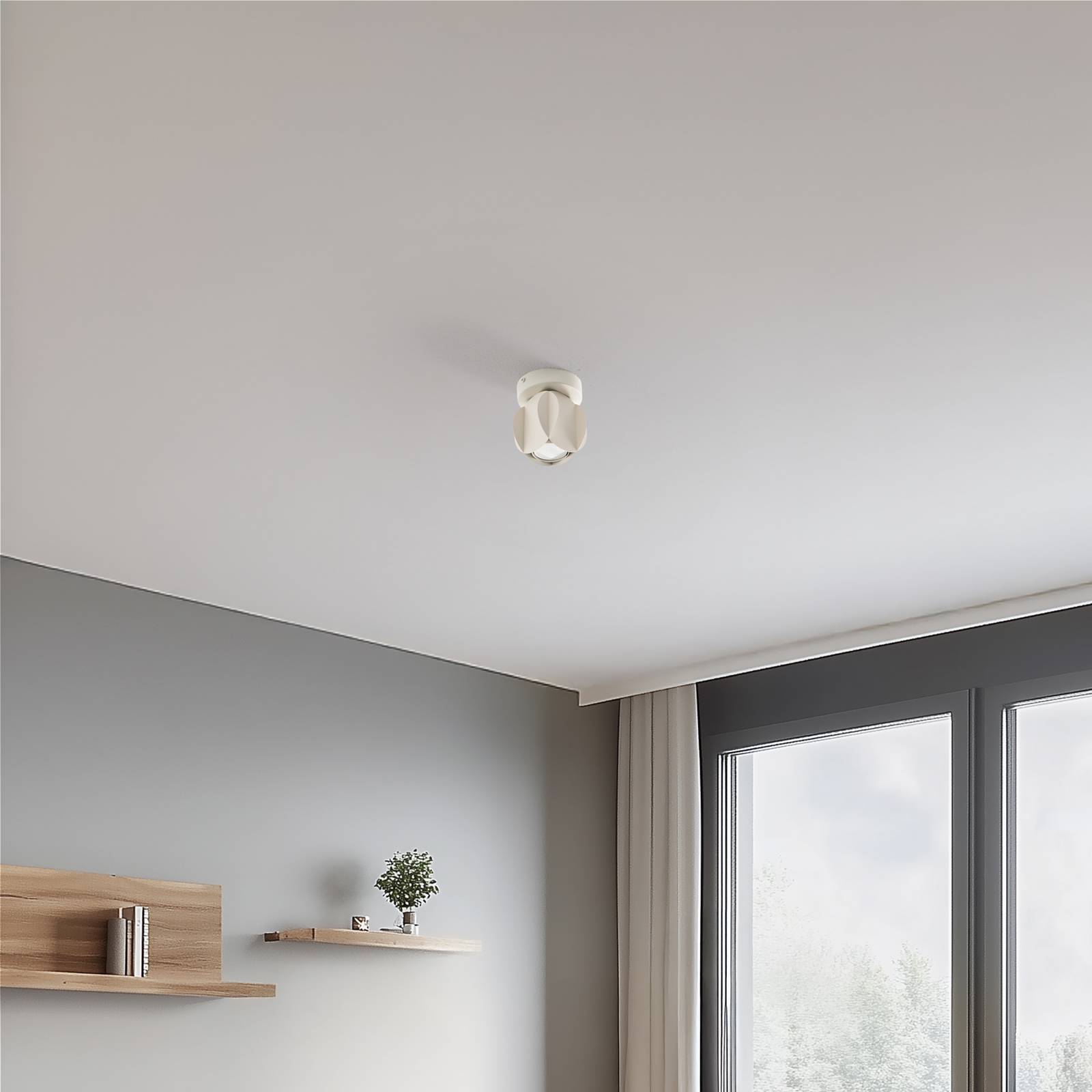 Deckenspot GAMBIT, cremeweiß, Ø 10 cm, Metall, GU10 GAMBIT HELAM, creme / amber, für Wohn- / Esszimmer, Metall, Modern