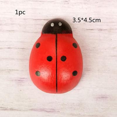 Uplift Essentials Hand Painted Wooden Ladybug Miniature Charming DIY Wood Crafts For Fairy Gardens & Home Decor 1 Pc 1.4 In X 1.8 In
