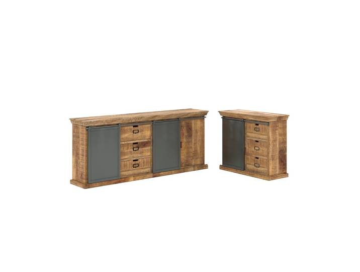 Ensemble 2 buffets en bois de manguier massif