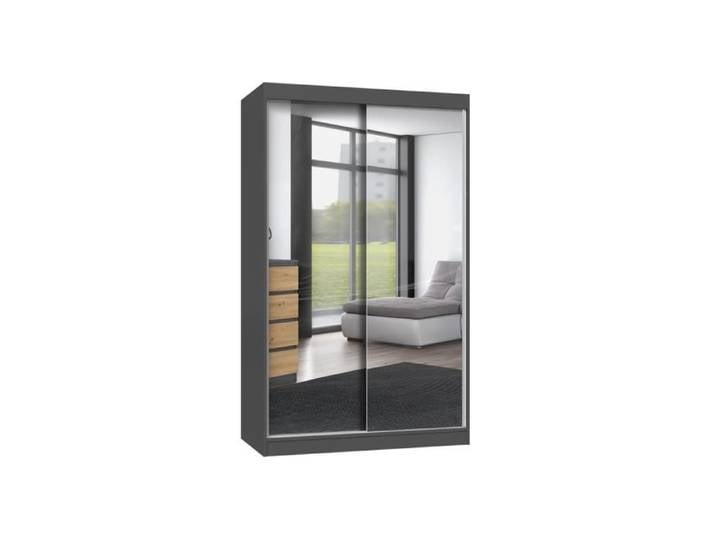 ARMOIRE IGA 120 AVEC 2 MIROIRS - ANTHRACITE / CHÊNE ARTISAN