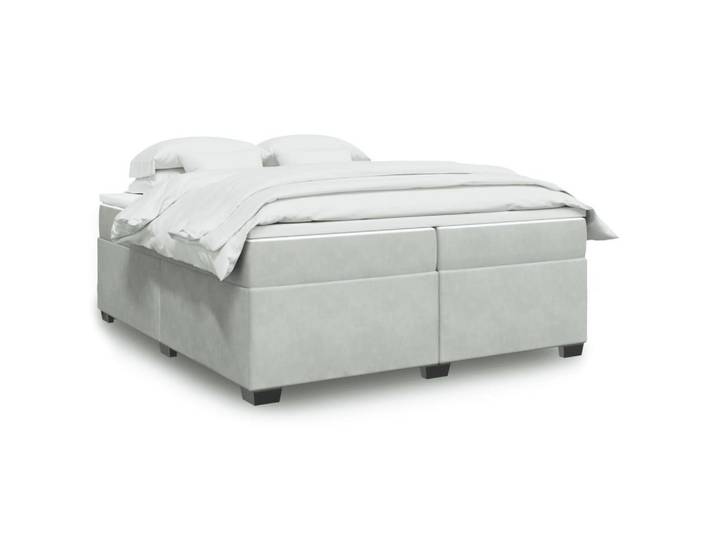 vidaXL Boxspringbett, Boxspringbett mit Matratze Hellgrau 200x200 cm Samt