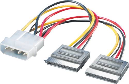 Roline Festplatten Anschlusskabel [1x Molex 4pol Stecker - 2x SATA-Strom-Buchse 15pol.] 0.12 m