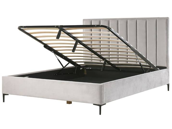 Lit double en tissu gris 180x200