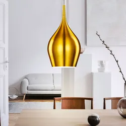 Pendelleuchte Hängelampe Esszimmerlampe Gold Wohnzimmer Aluminium, Aluminium, Glocken-Design, 1x E27, DxH 12x142 cm