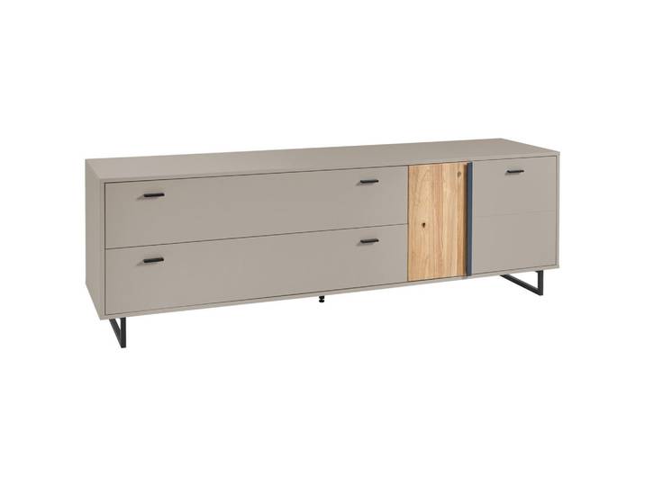 Hom`in Tv-Element, Grau, Eschefarben, Metall, 2 Schublade(n) Schubladen, 205x63.5x50 cm, Wohnzimmer, Wohnwand, Wohnwand- Serien